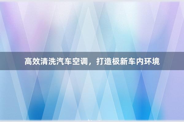 高效清洗汽车空调，打造极新车内环境